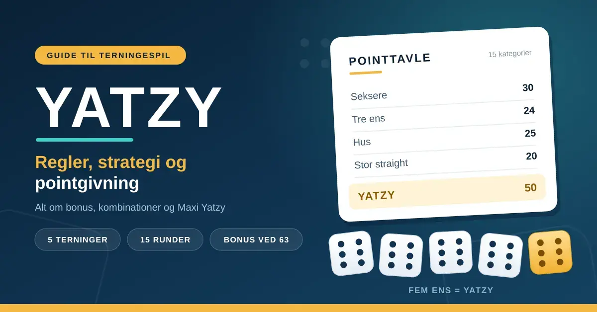 Yatzy – regler, felter og pointtælling